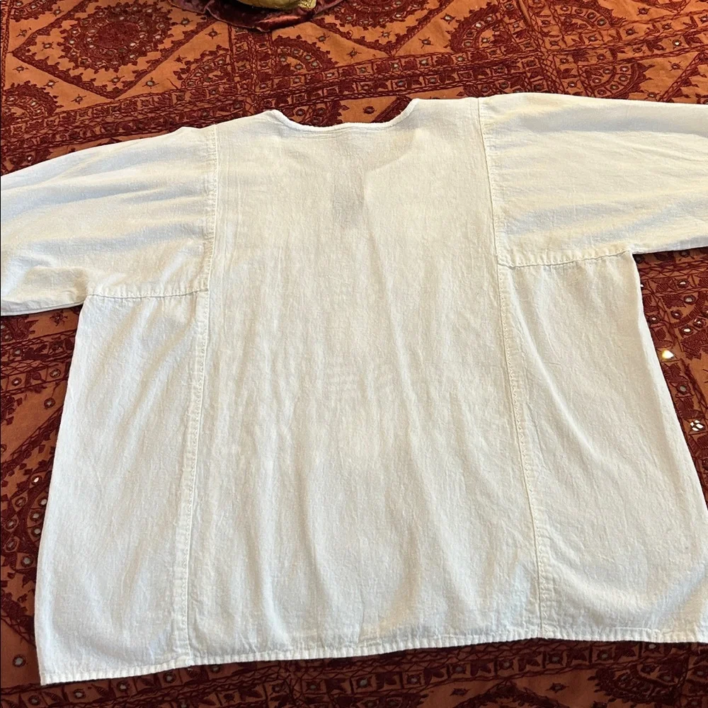 Women's White Embroidered Oaxacan V-Neck Blouse - Picture 5 of 6
